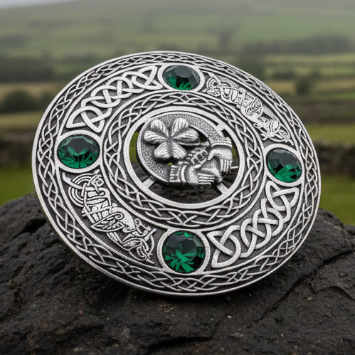 Large Irish Pride Claddagh Plaid Pin