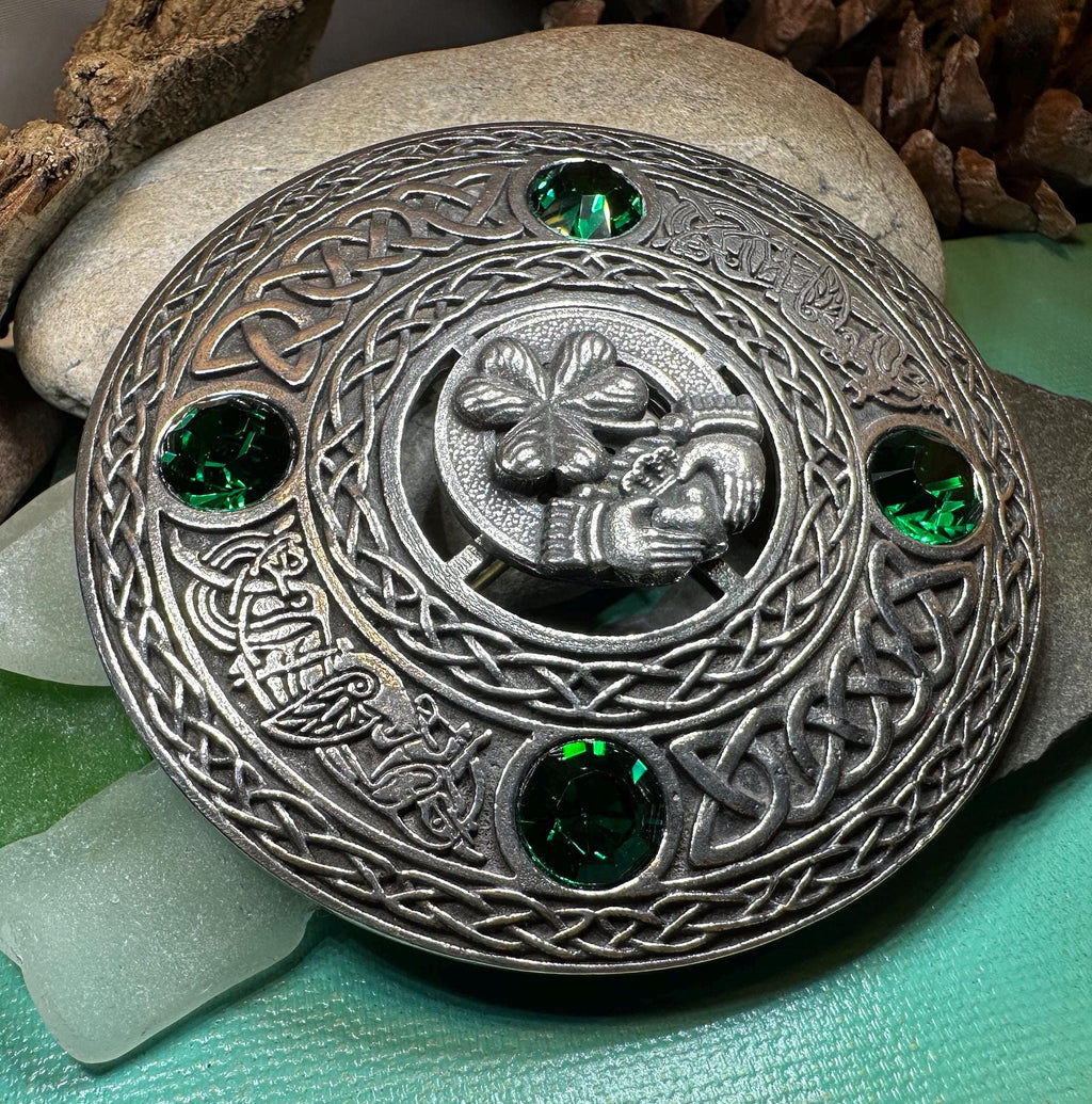 Large Irish Pride Claddagh Plaid Pin