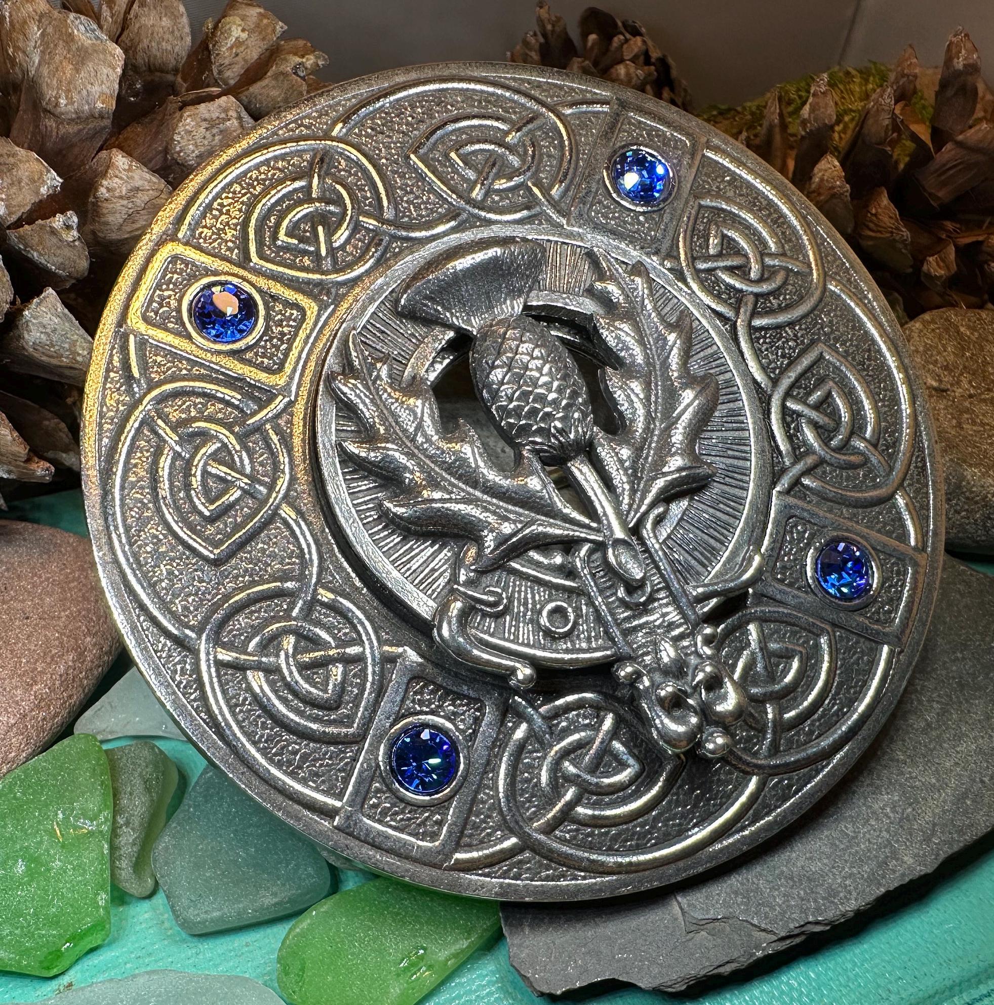Scottish Pride Thistle Plaid Pin - Handmade in Scotland
