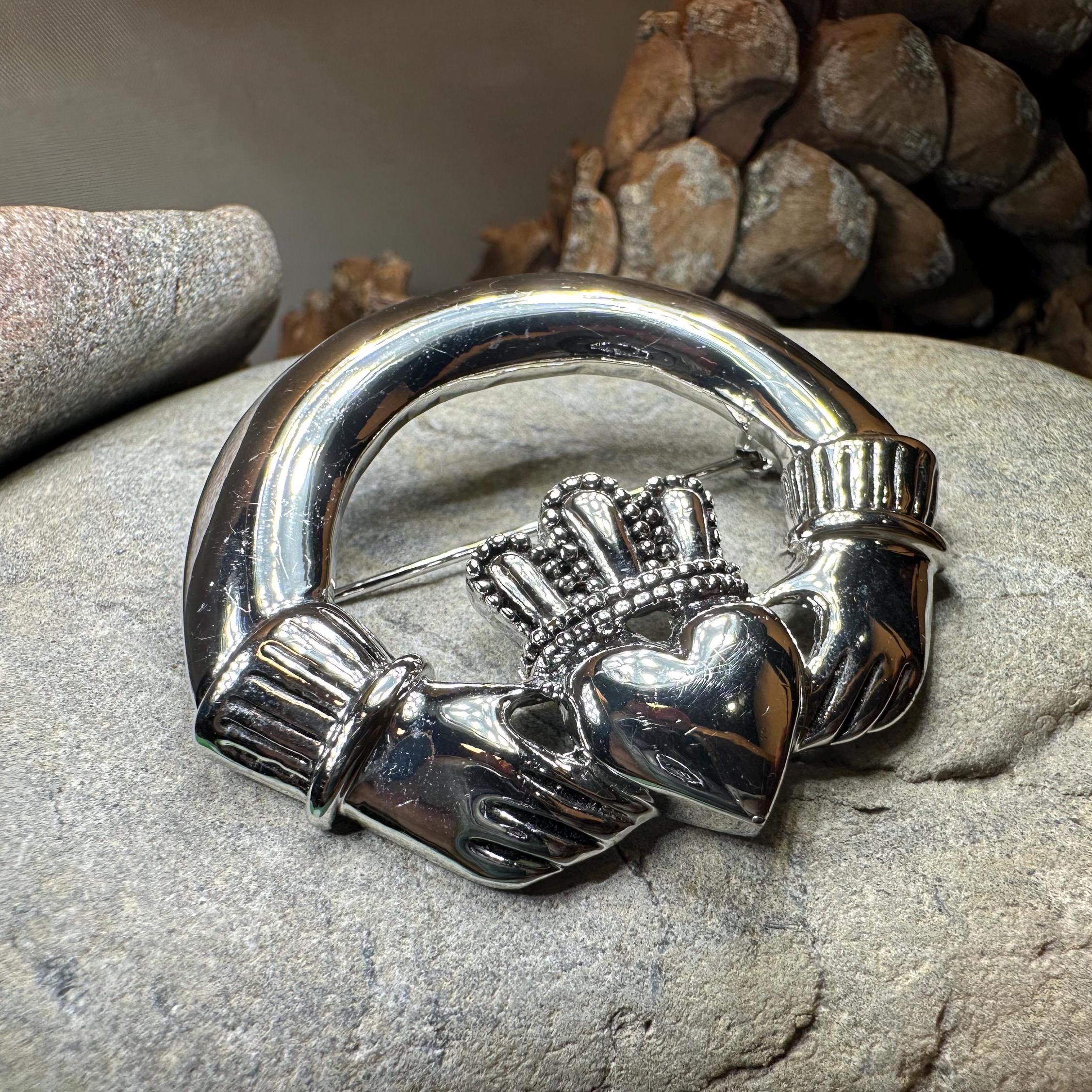 Emblem Pewter Irish Claddagh Brooch
