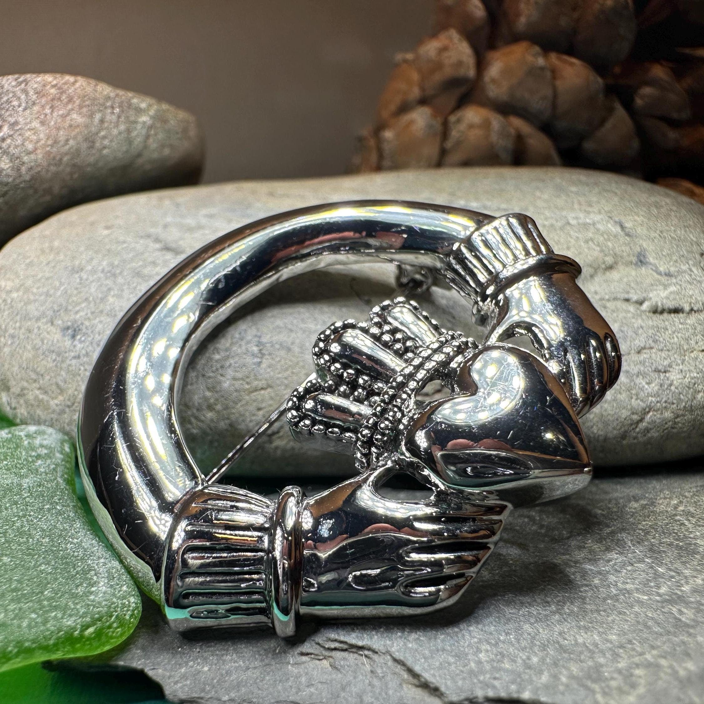 Emblem Pewter Irish Claddagh Brooch