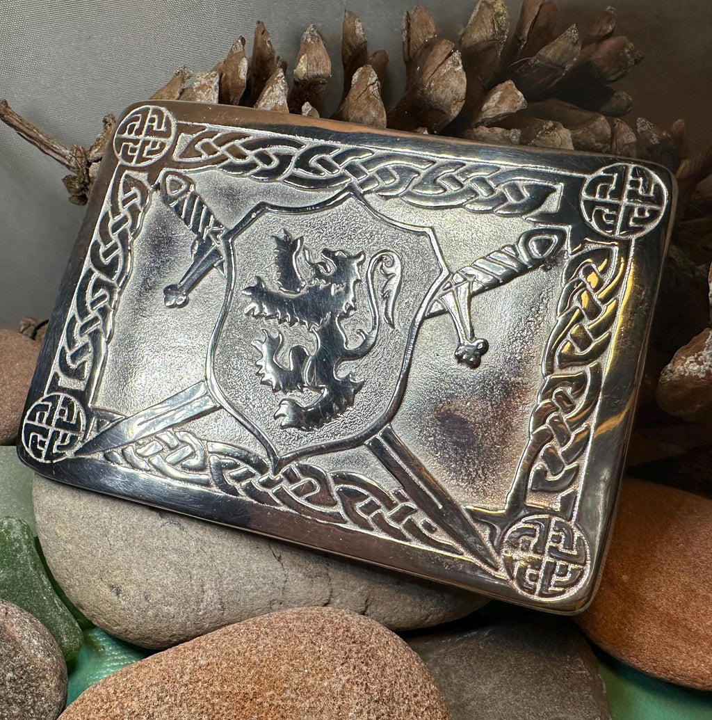Celtic Lion Kilt Belt Buckle - Handmade in Scotland