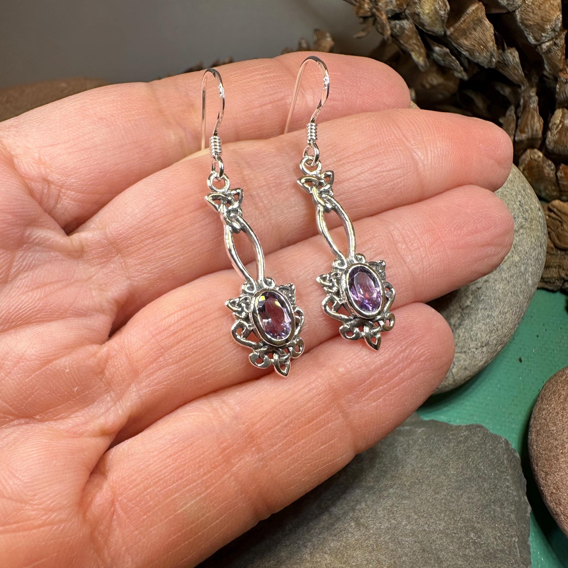 Tiom Amethyst Celtic Knot Earrings