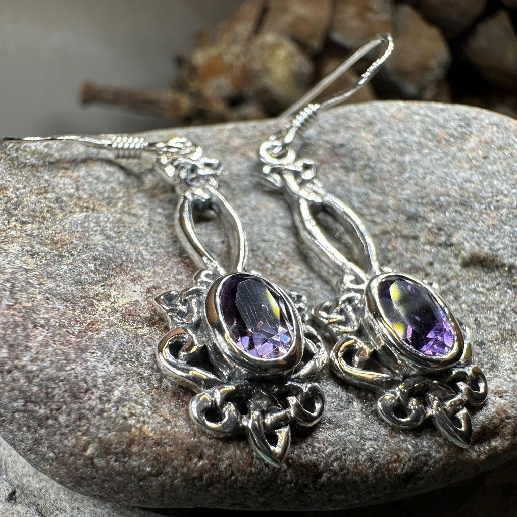 Tiom Amethyst Celtic Knot Earrings