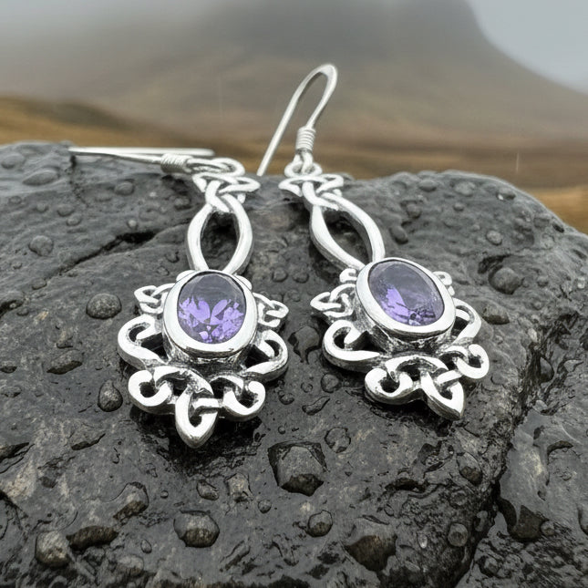 Tiom Amethyst Celtic Knot Earrings