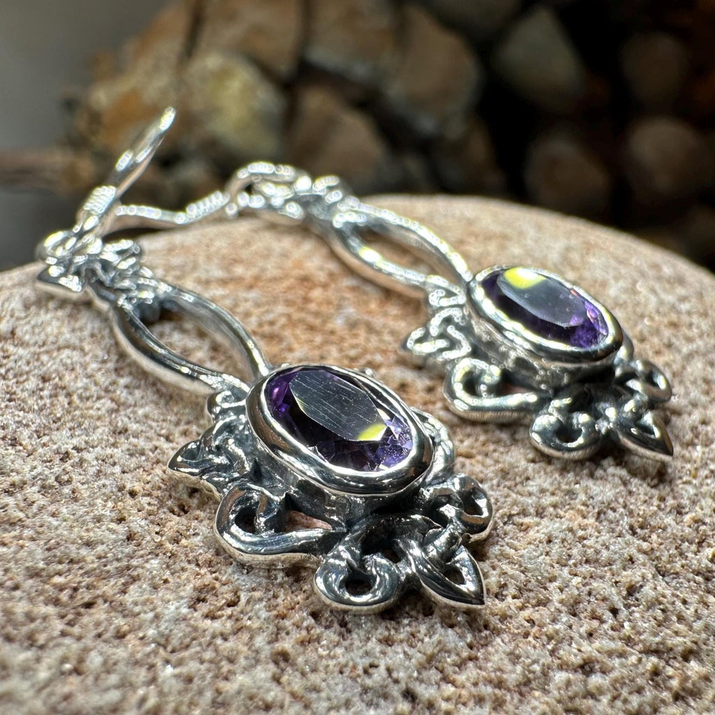 Tiom Amethyst Celtic Knot Earrings