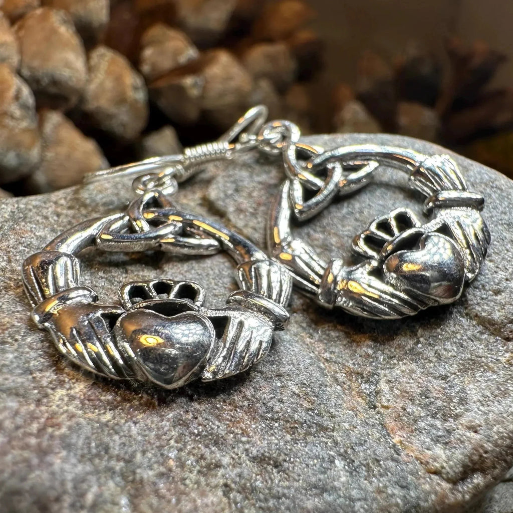 Claddagh Trinity Knot Earrings in Sterling Silver