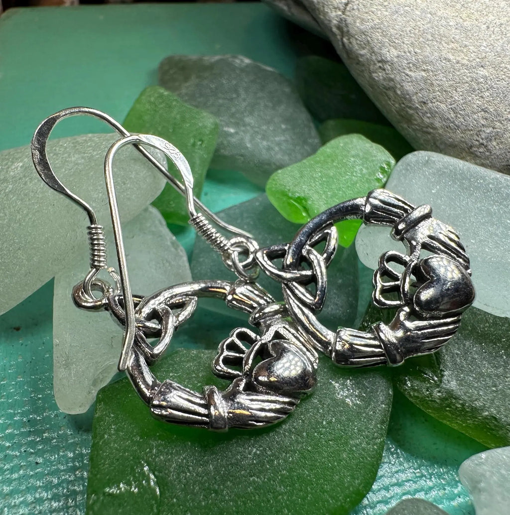 Claddagh Trinity Knot Earrings in Sterling Silver