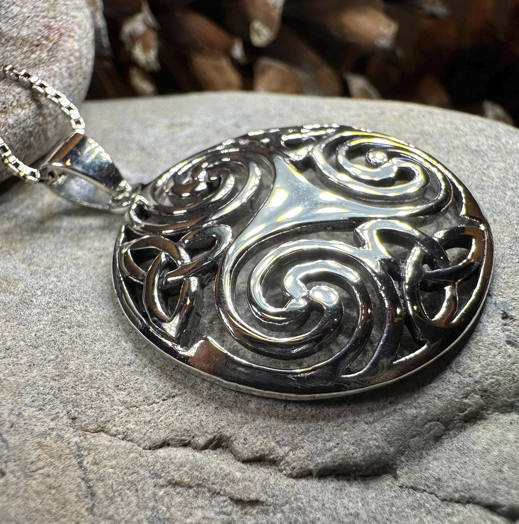Loughcrew Celtic Spiral Necklace in Sterling Silver