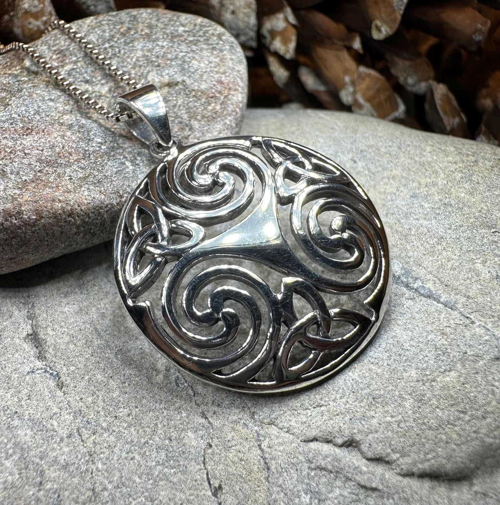 Loughcrew Celtic Spiral Necklace in Sterling Silver