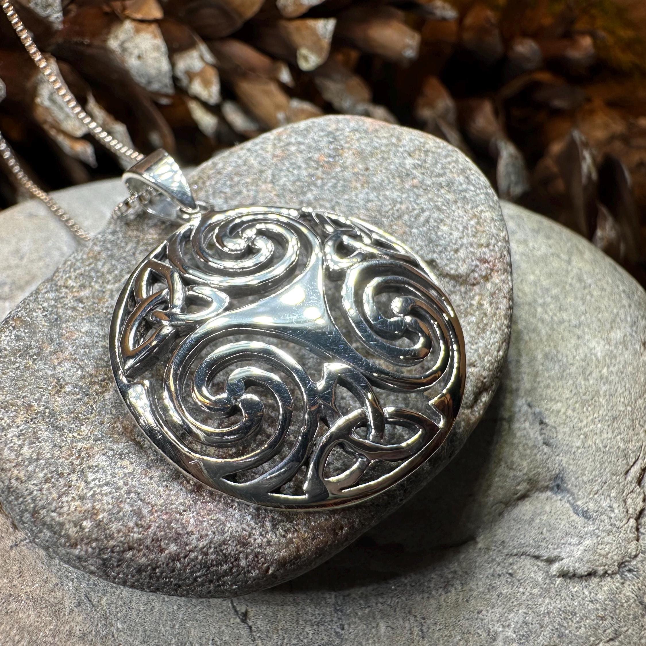 Loughcrew Celtic Spiral Necklace in Sterling Silver
