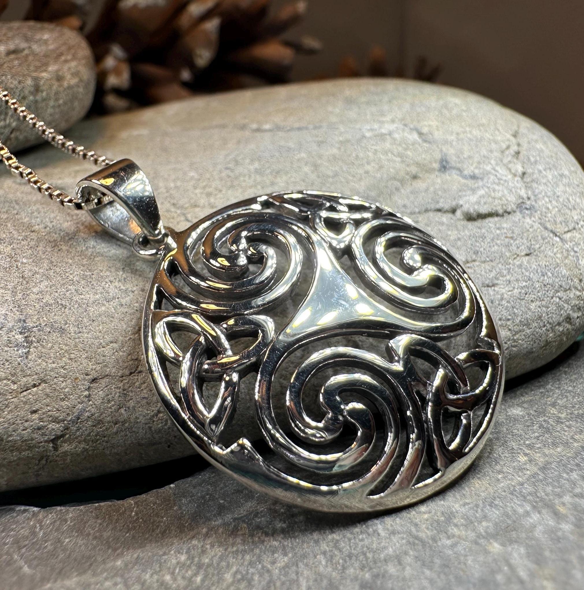 Loughcrew Celtic Spiral Necklace in Sterling Silver