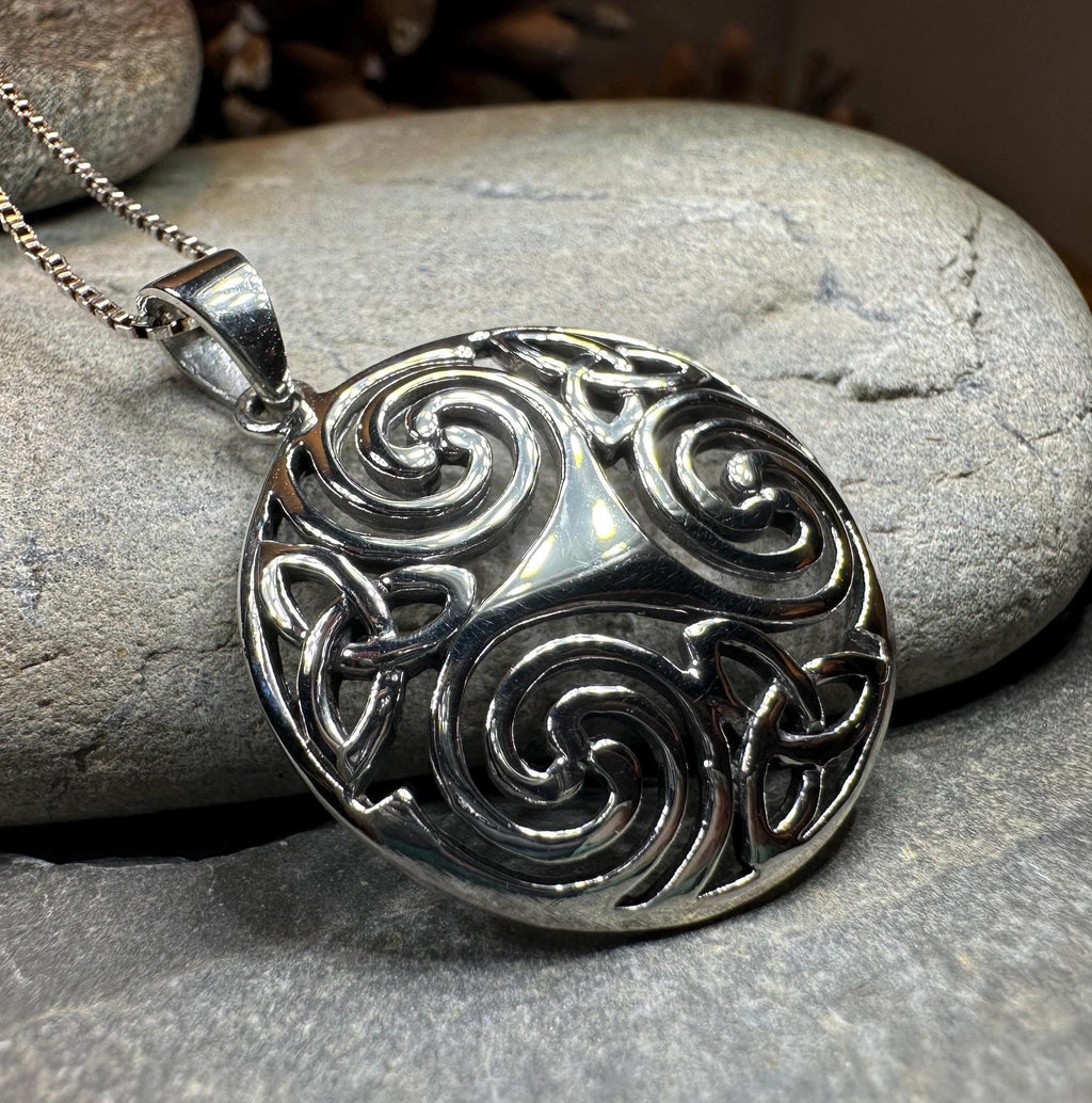 Loughcrew Celtic Spiral Necklace in Sterling Silver