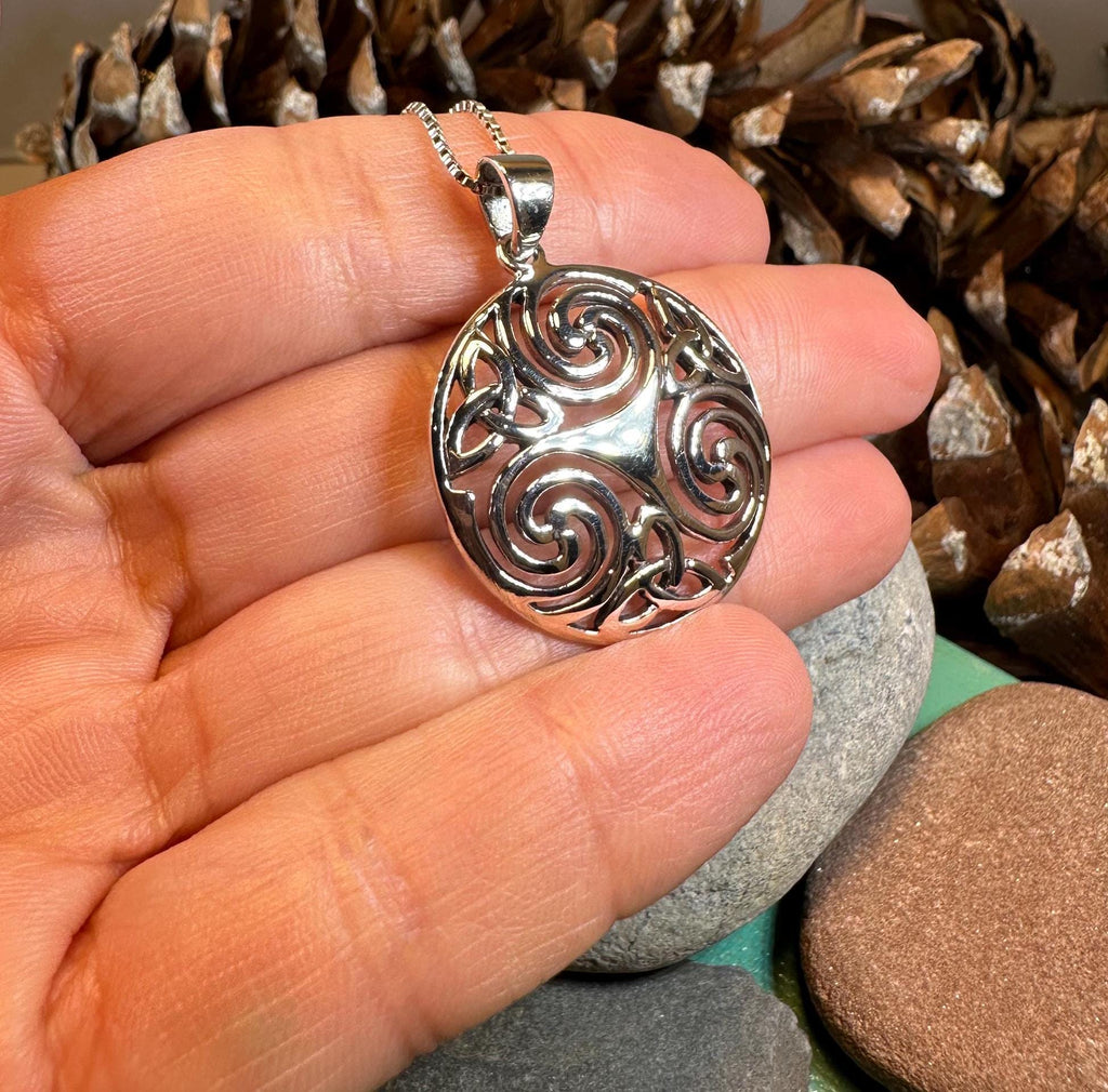 Loughcrew Celtic Spiral Necklace in Sterling Silver