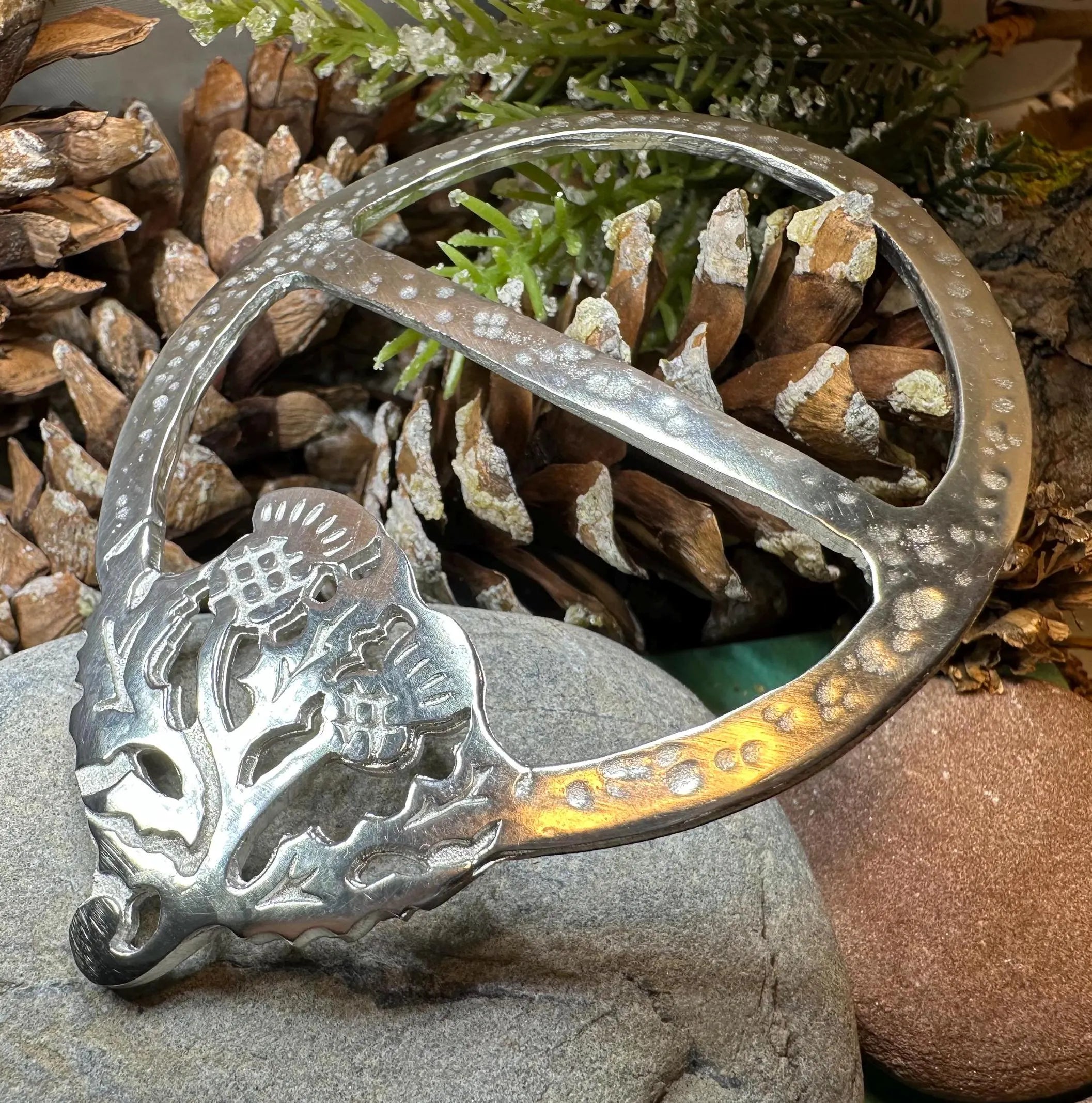 Double Thistle Scarf Ring - Handmade in Scotland
