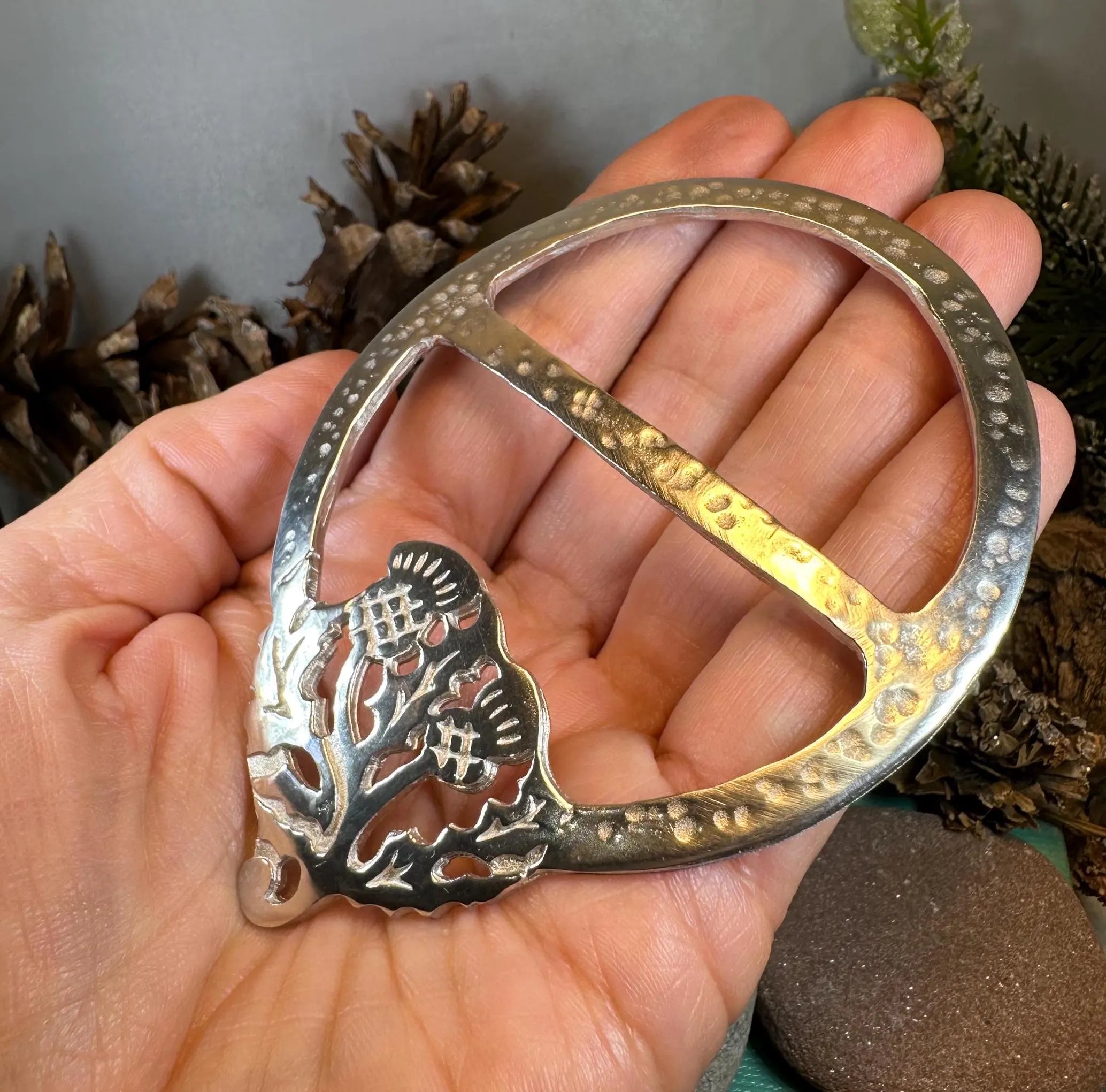 Double Thistle Scarf Ring - Handmade in Scotland
