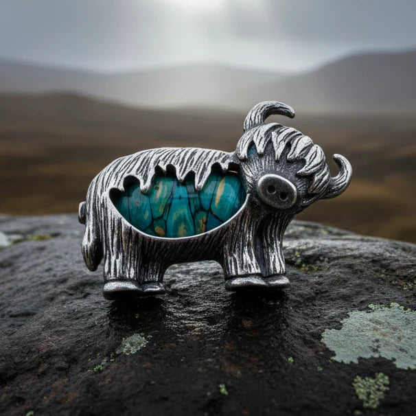 Heathergems Highland Cow Brooch - Handmade in Scotland