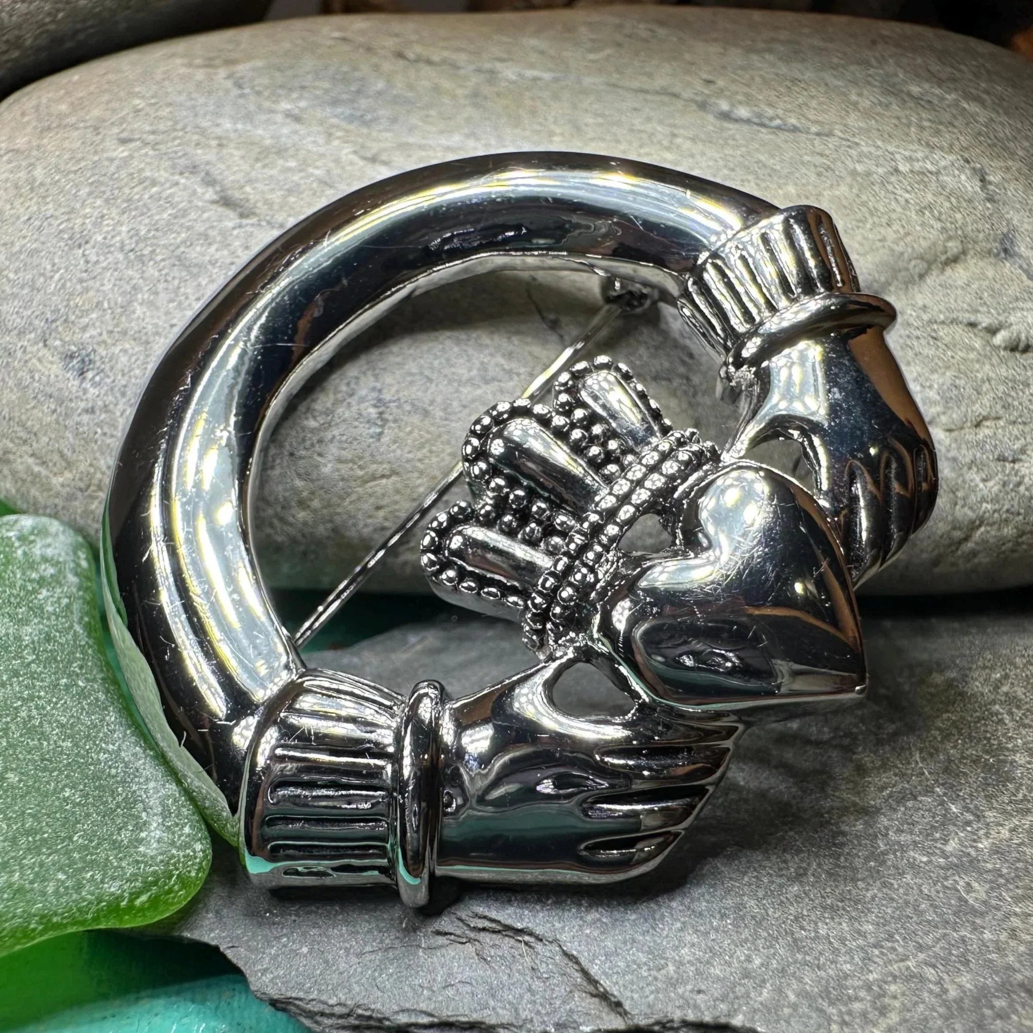 Emblem Pewter Irish Claddagh Brooch