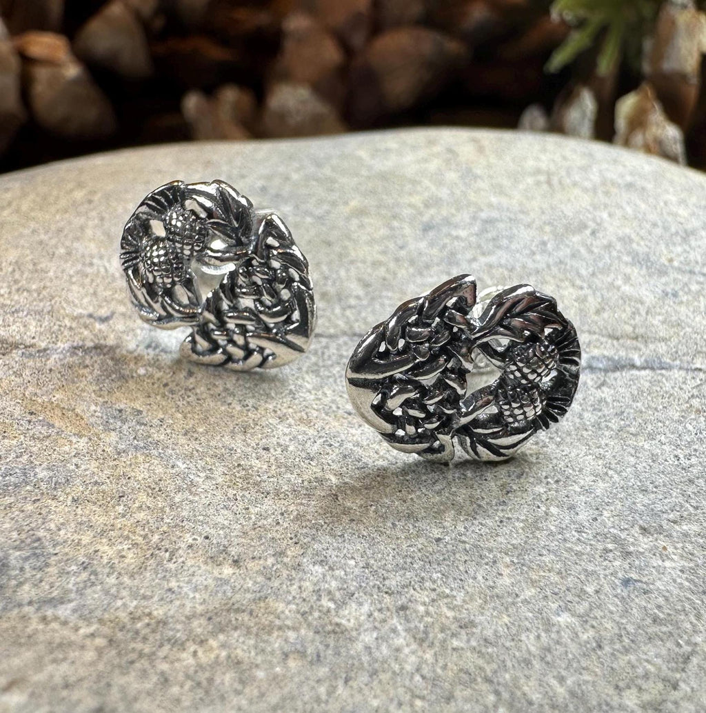 Highland Spring Thistle Earrings in Sterling Silver