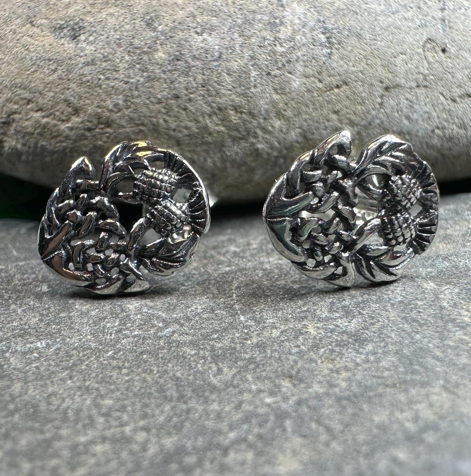 Highland Spring Thistle Earrings in Sterling Silver