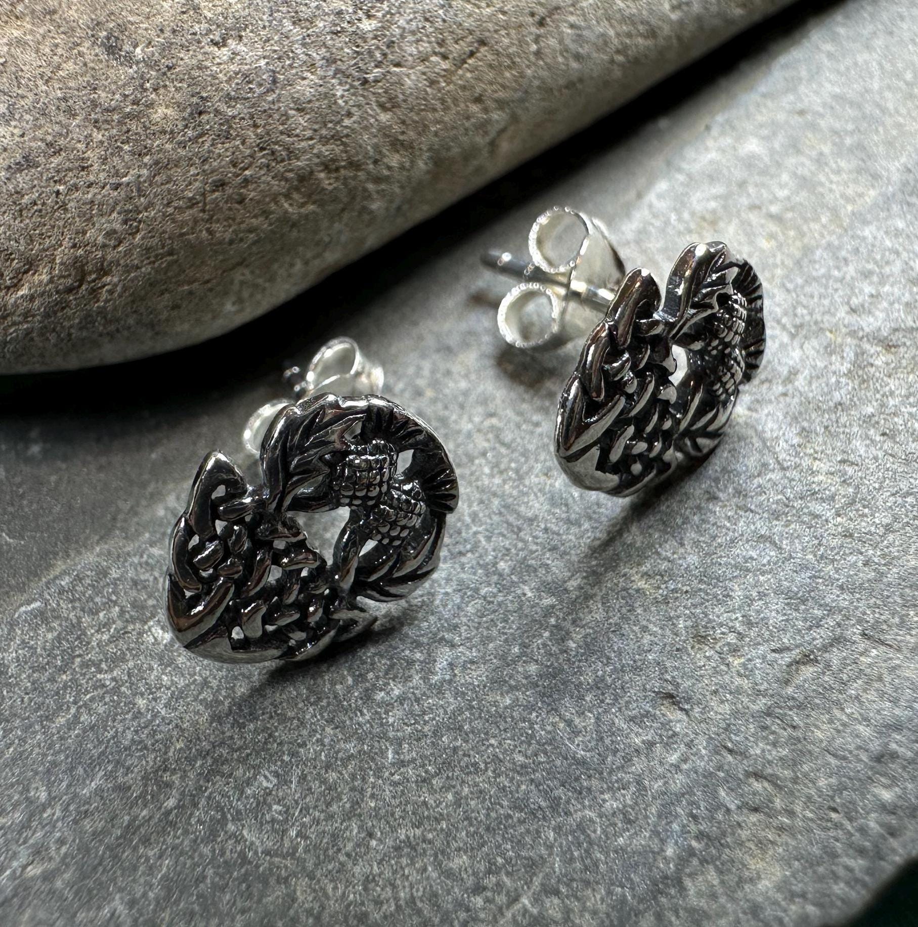 Highland Spring Thistle Earrings in Sterling Silver
