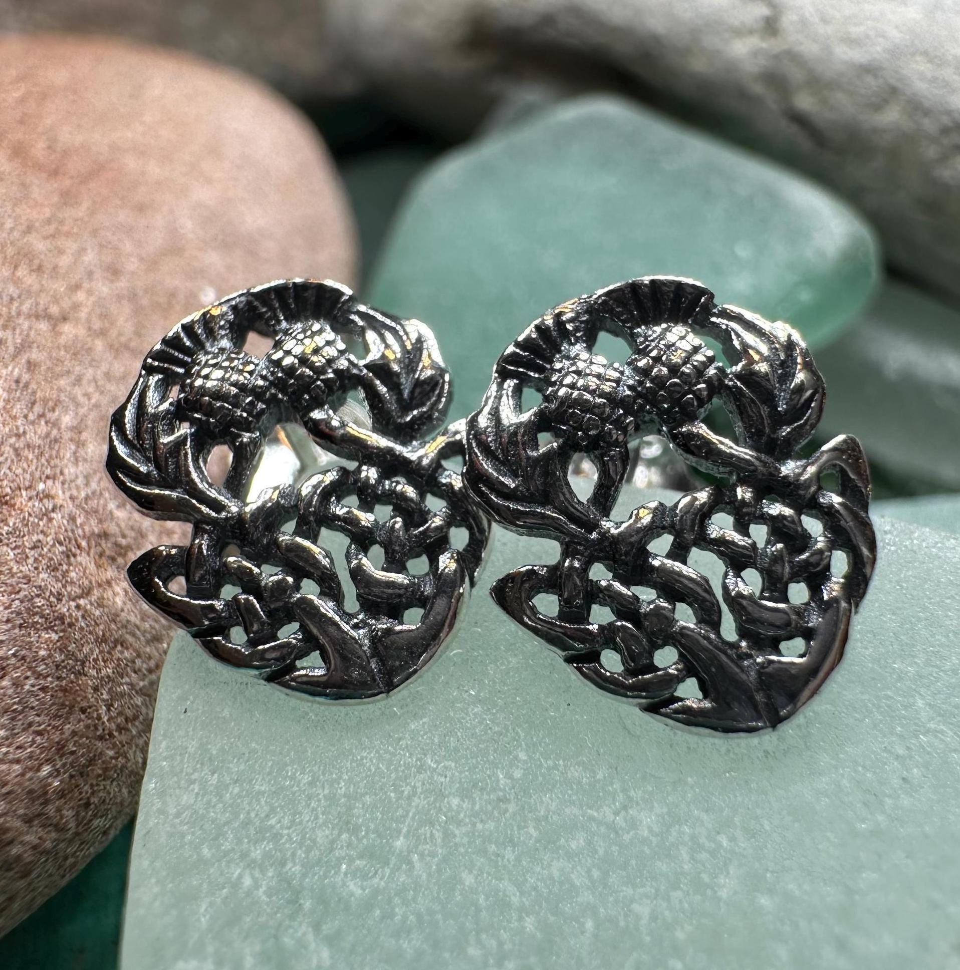 Highland Spring Thistle Earrings in Sterling Silver