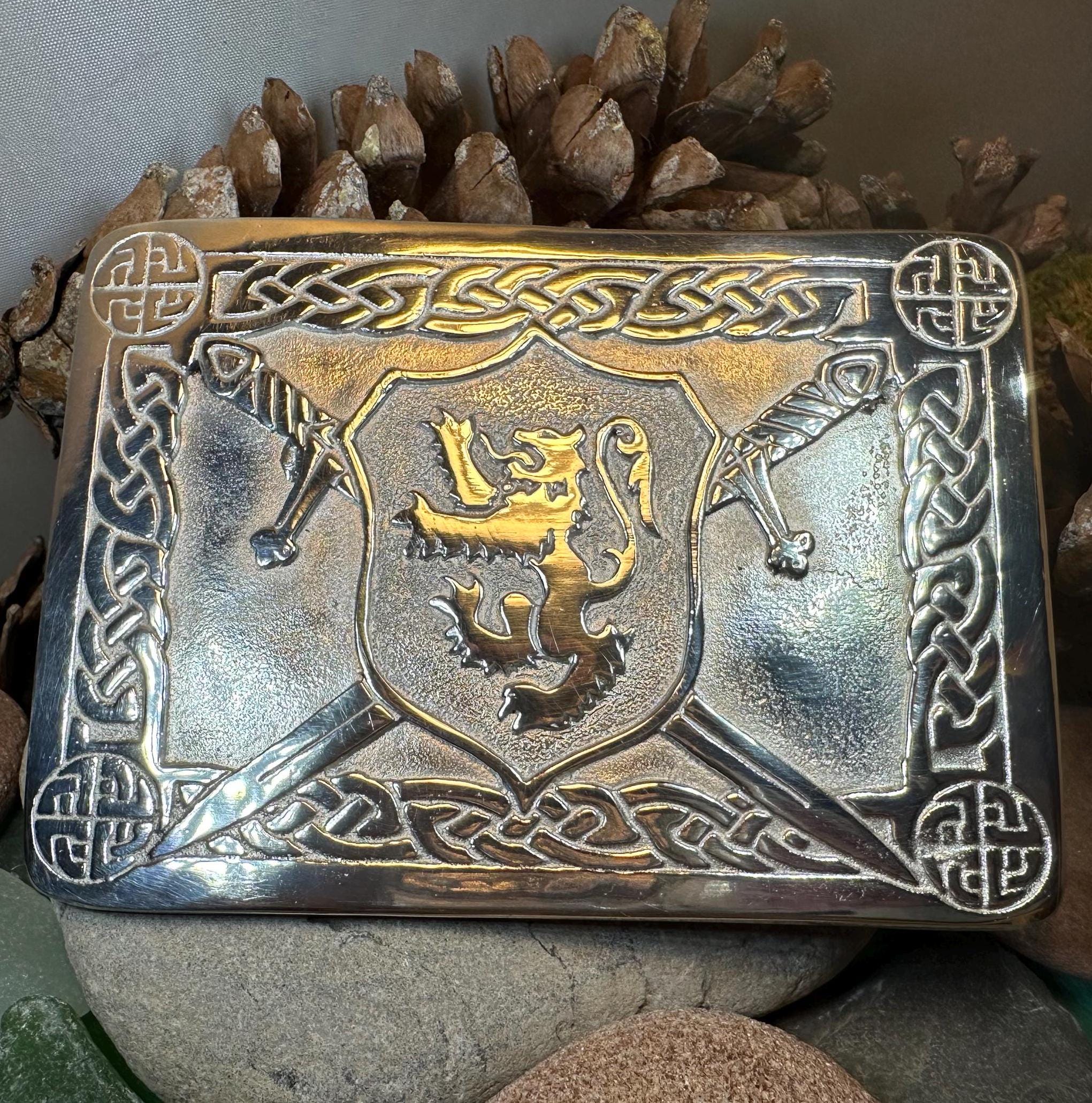 Celtic Lion Kilt Belt Buckle - Handmade in Scotland