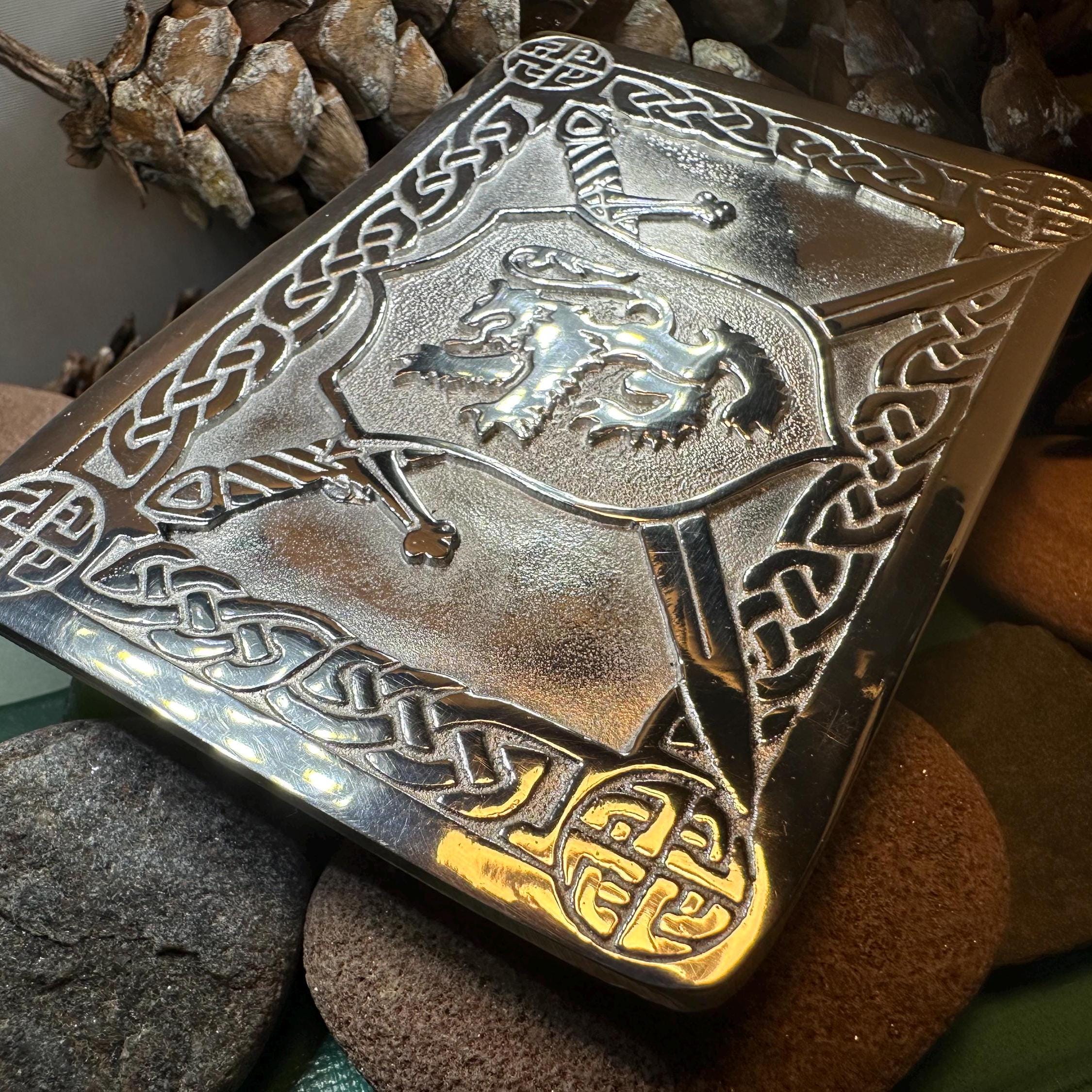Celtic Lion Kilt Belt Buckle - Handmade in Scotland
