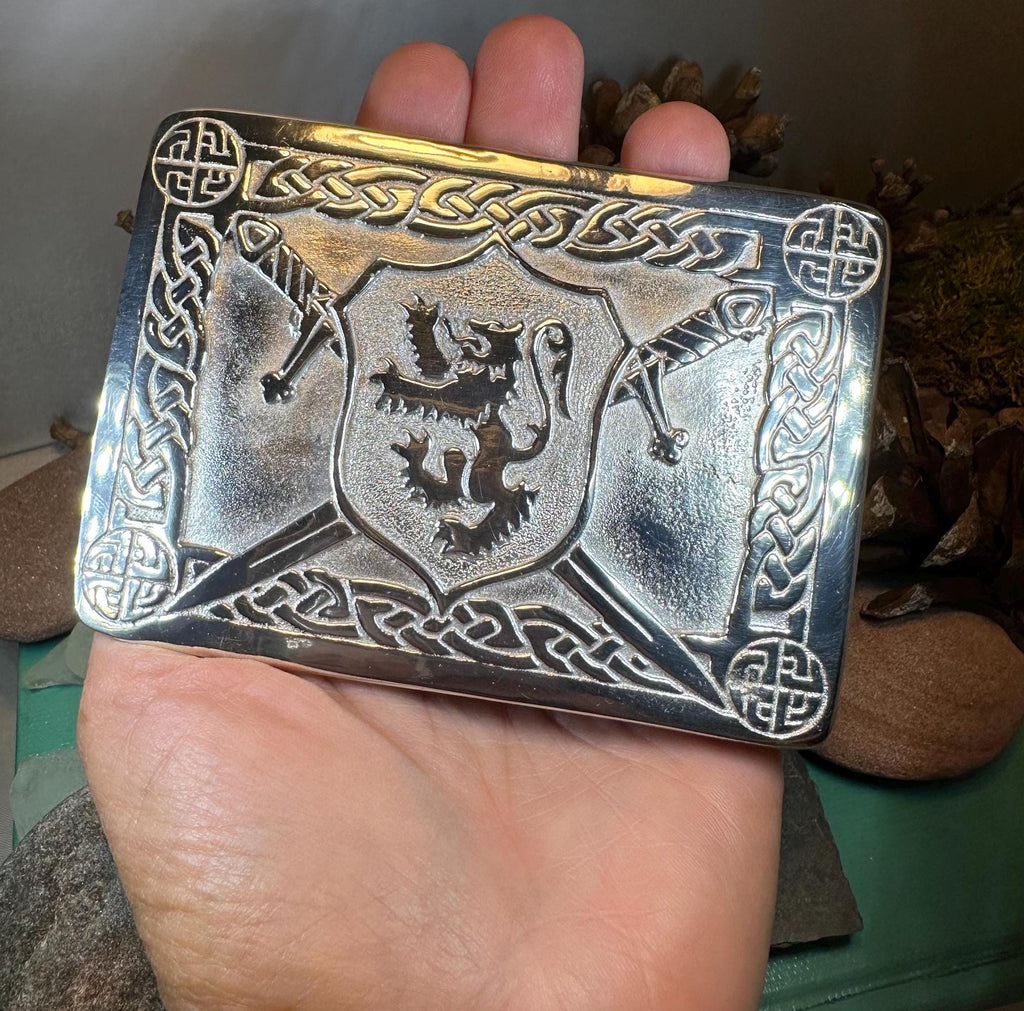 Celtic Lion Kilt Belt Buckle - Handmade in Scotland