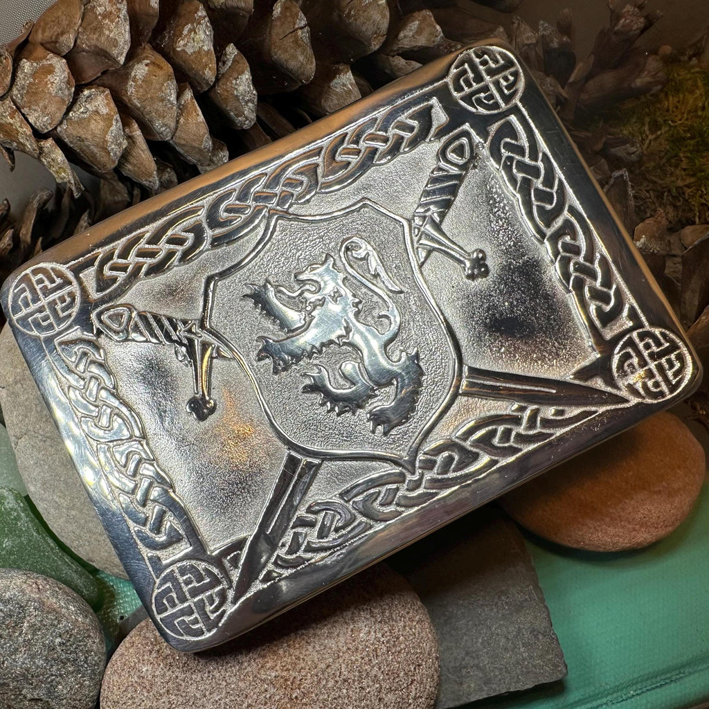 Celtic Lion Kilt Belt Buckle - Handmade in Scotland