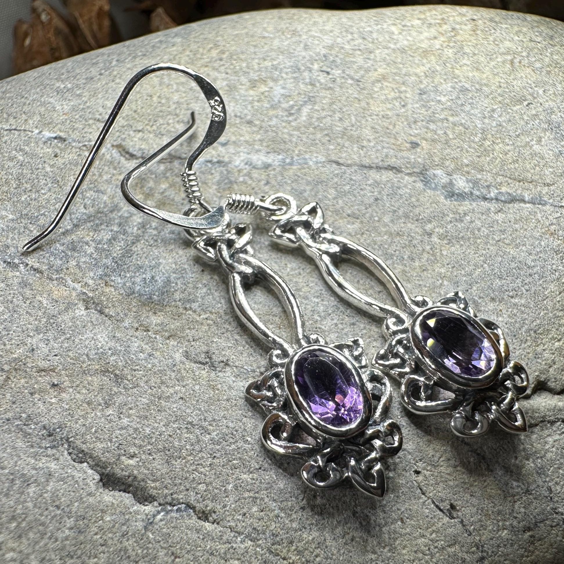 Tiom Amethyst Celtic Knot Earrings