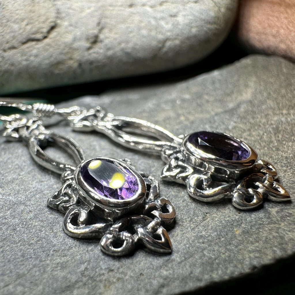 Tiom Amethyst Celtic Knot Earrings