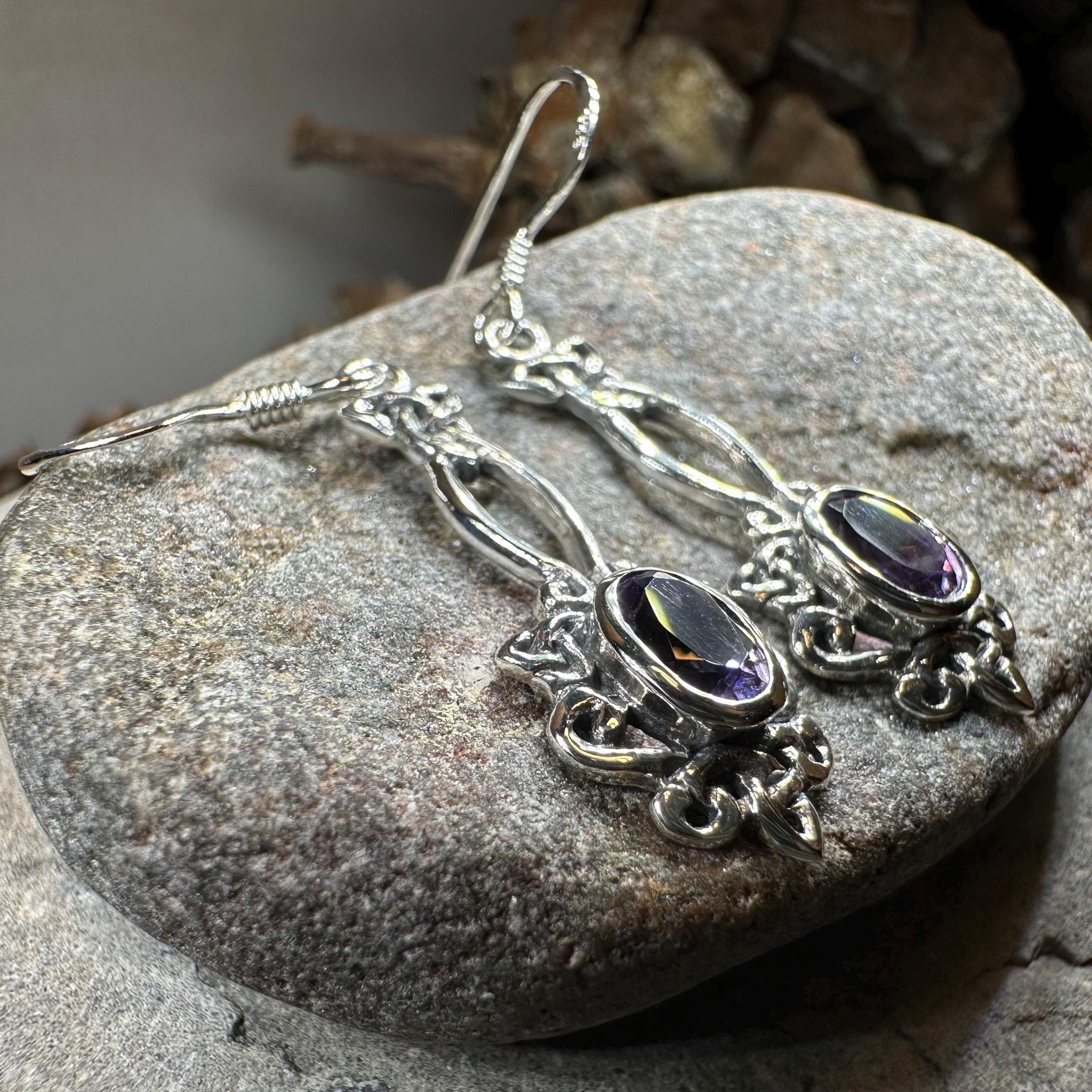 Tiom Amethyst Celtic Knot Earrings