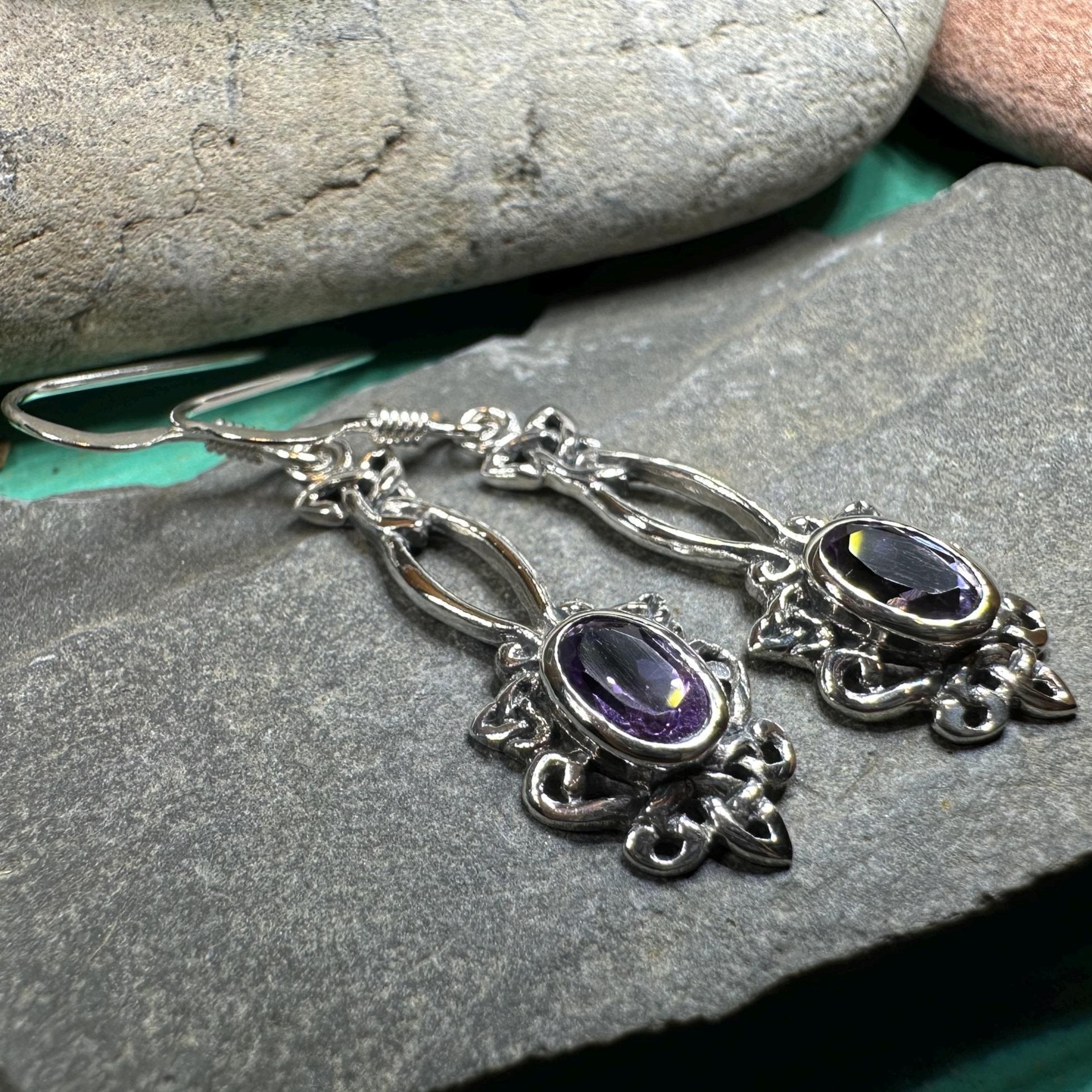 Tiom Amethyst Celtic Knot Earrings