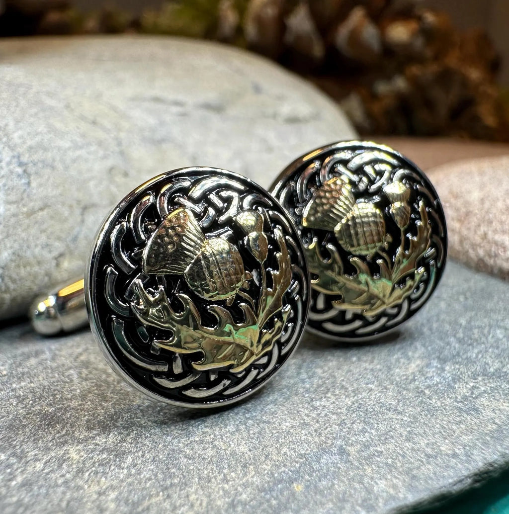Golden Thistle Cufflinks - Handmade in Scotland
