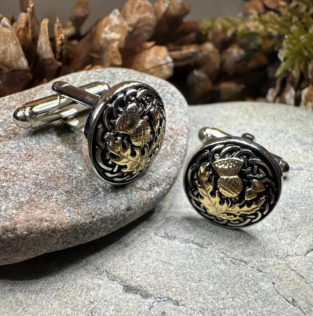 Golden Thistle Cufflinks - Handmade in Scotland