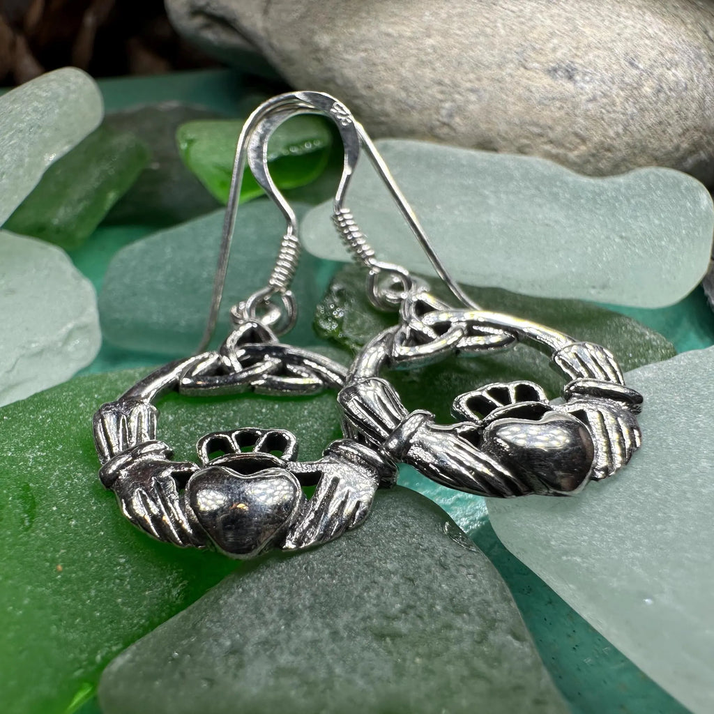 Claddagh Trinity Knot Earrings in Sterling Silver