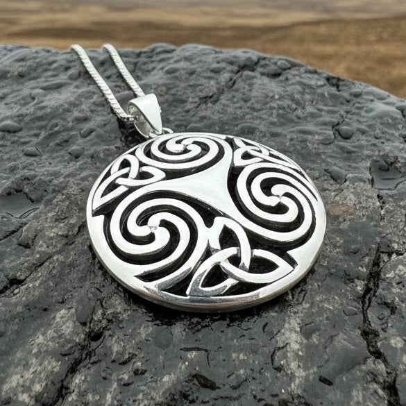 Loughcrew Celtic Spiral Necklace in Sterling Silver