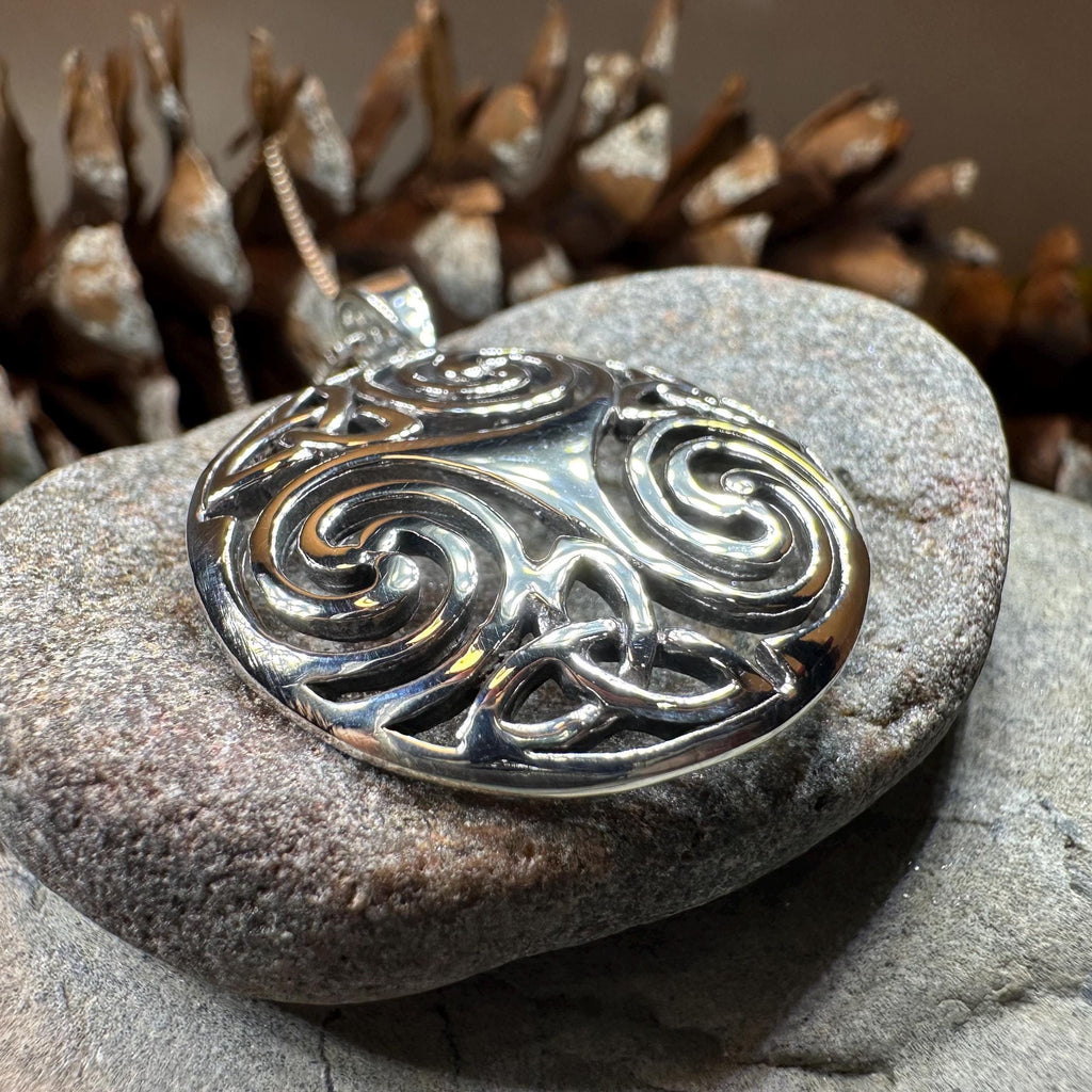 Loughcrew Celtic Spiral Necklace in Sterling Silver