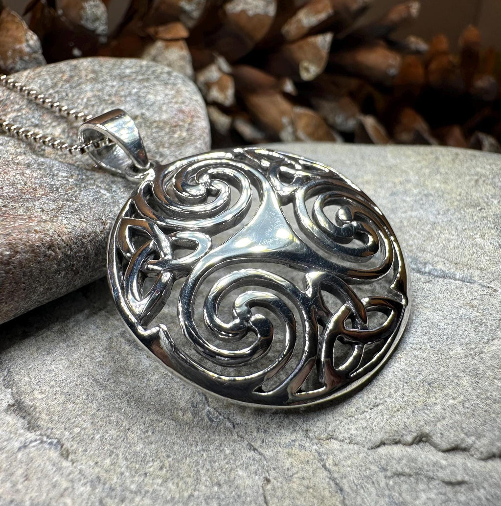 Loughcrew Celtic Spiral Necklace in Sterling Silver