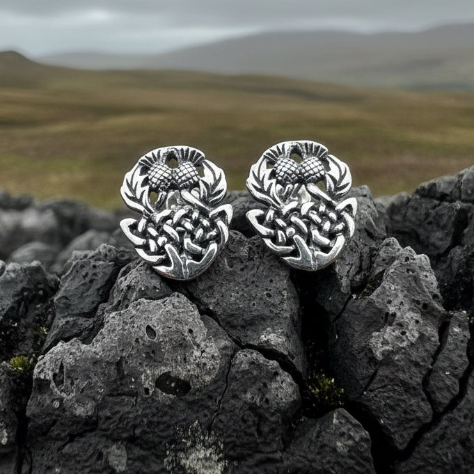 Highland Spring Thistle Earrings in Sterling Silver