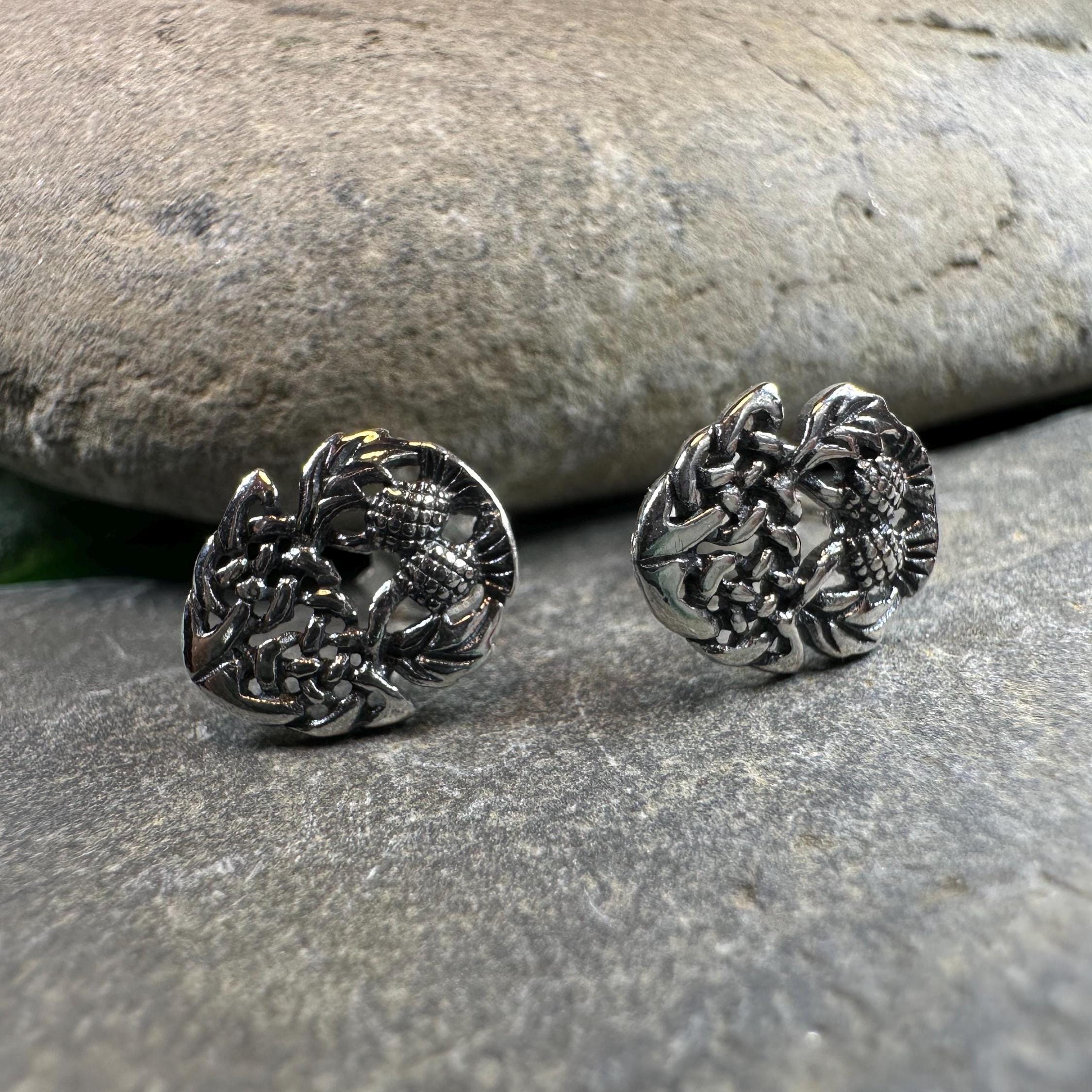 Highland Spring Thistle Earrings in Sterling Silver