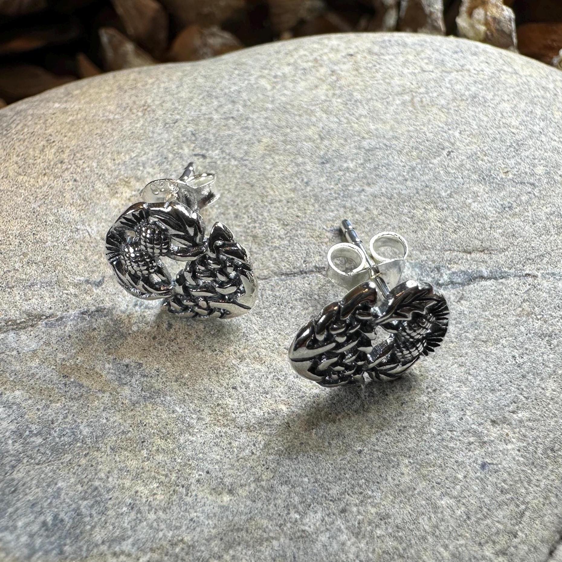 Highland Spring Thistle Earrings in Sterling Silver