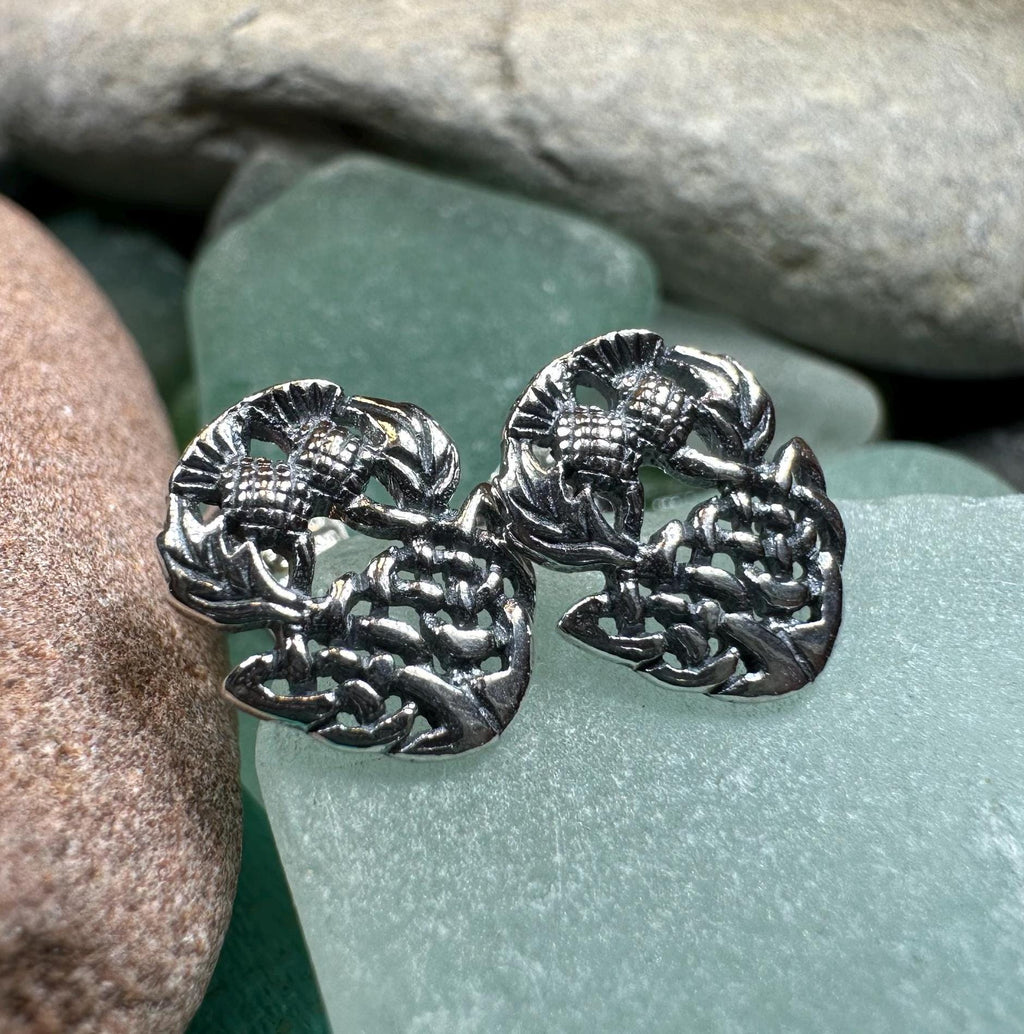 Highland Spring Thistle Earrings in Sterling Silver