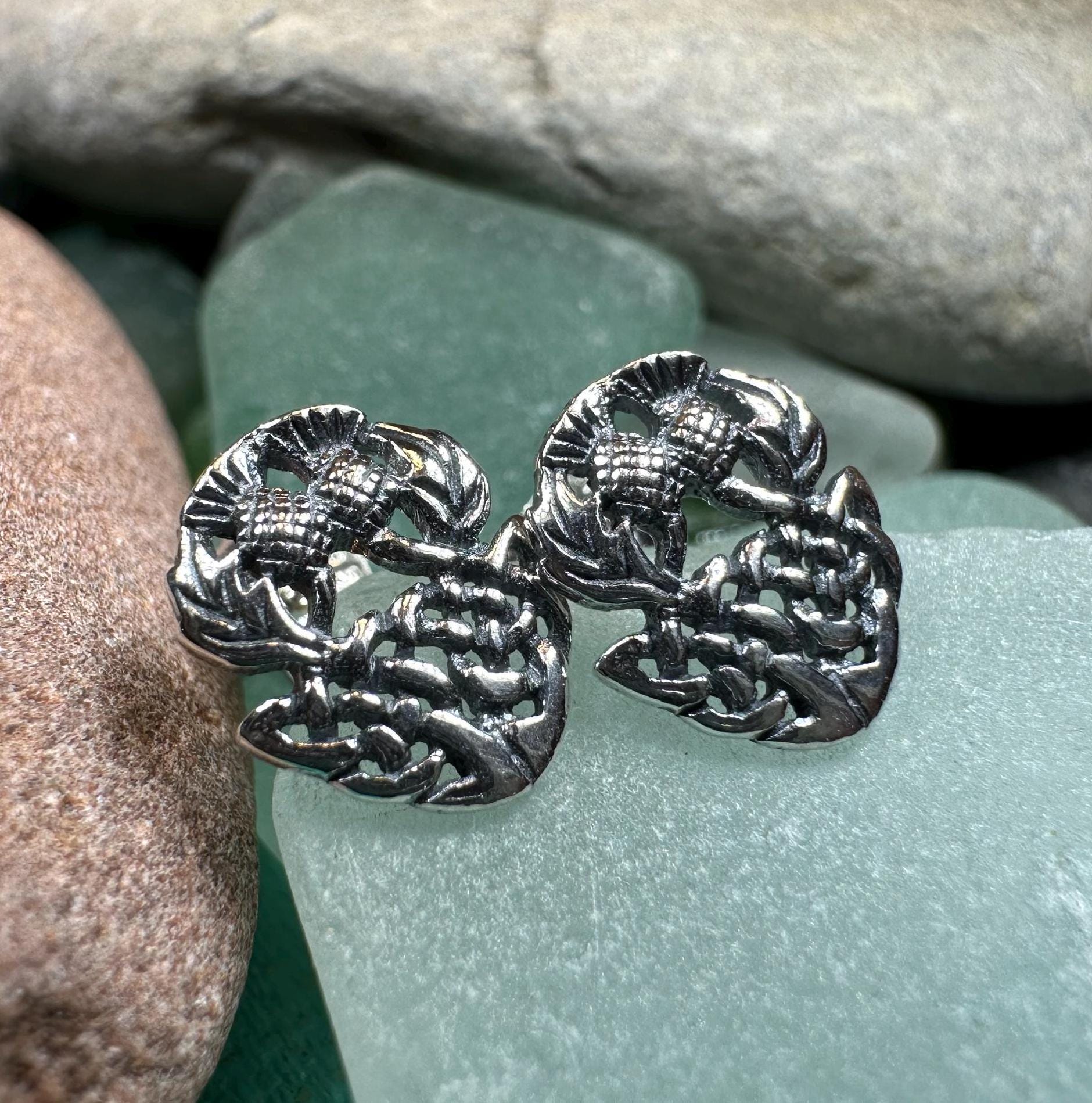 Highland Spring Thistle Earrings in Sterling Silver