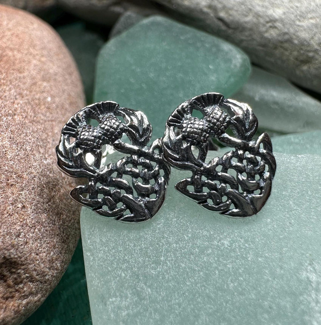 Highland Spring Thistle Earrings in Sterling Silver