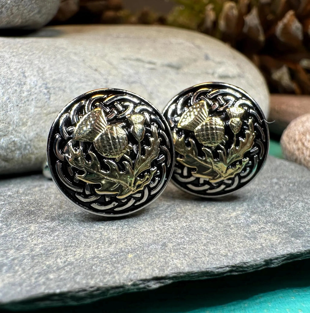 Golden Thistle Cufflinks - Handmade in Scotland