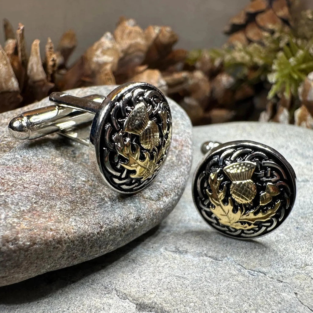 Golden Thistle Cufflinks - Handmade in Scotland
