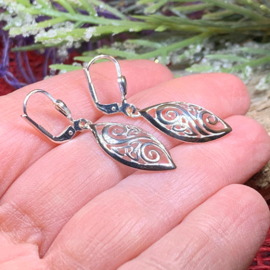 Marquise Trinity Knot Leverback Earrings - Made in Ireland