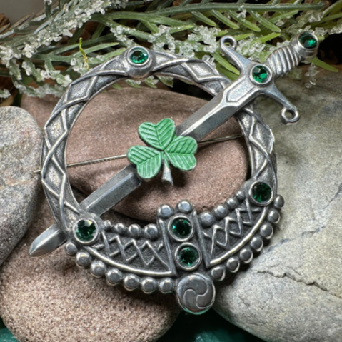 Large Irish Shamrock Shield Kilt Pin